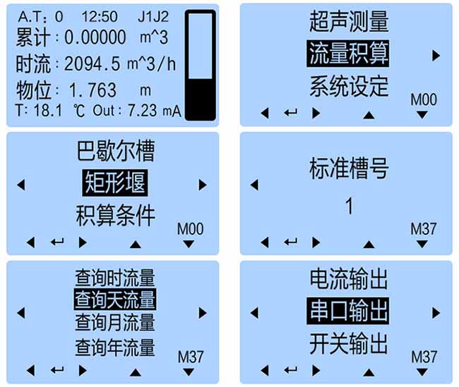 農業灌溉超聲波流量計儀表顯示圖