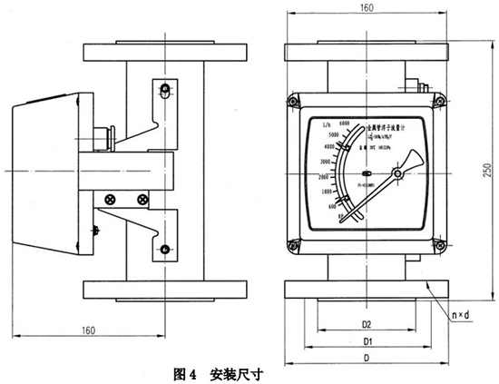 高精度金屬管轉子流量計外形圖一